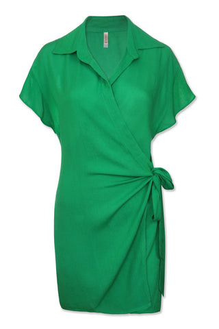 Flutter Sleeve Wrap Dress  |  Kelly Green