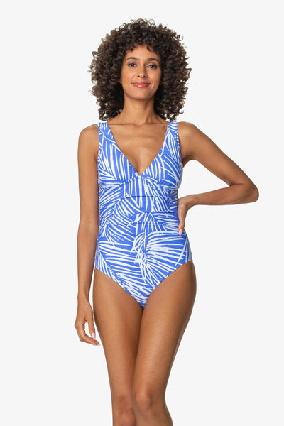 Olivia One-Piece, South Seas Blue Periwinkle, Tropical Print, Helen Jon