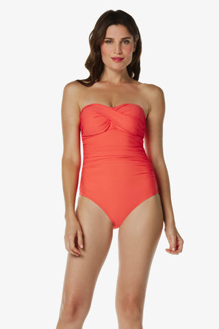 helen jon twist bandeau one piece coral 1