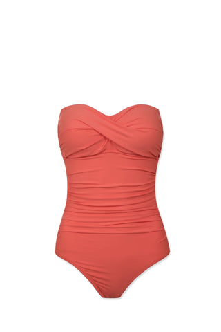 helen jon twist bandeau one piece coral 7