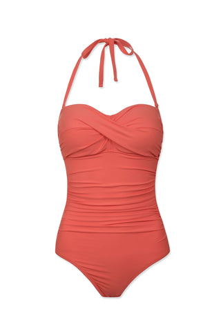 helen jon twist bandeau one piece coral 8